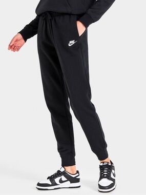 Nike Black Women’s Jogger Track Pants with White Swoosh